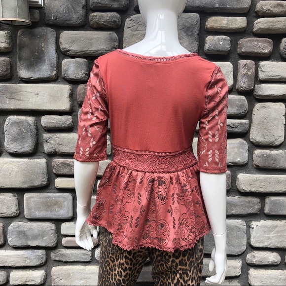 Anthro Blue Tassel Mae Peplum Top Pink/Rose NWT M - Picture 3 of 8